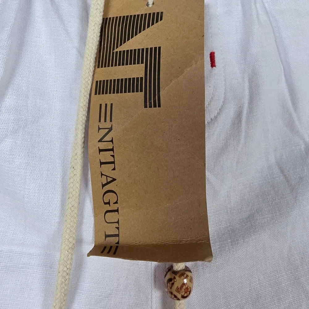Nitagut Mens White Linen Blend Drawstring Shorts XS New With Tags Elastic‎ Waist